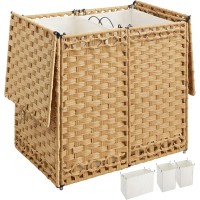Woven Laundry Hamper with Lid, 65L Foldable Clothes Basket with 2 Removable Liner Bags, Rattan-Style Hamper with Handles for Sorting Dark & Light Laundry – Goose Yellow Model RXKE02NL Woven Laundry Hamper with Lid, 65L Foldable Clothes Basket with 2 Removable Liner Bags, Rattan-Style Hamper with Handles for Sorting Dark & Light Laundry – Goose Yellow Model RXKE02NL